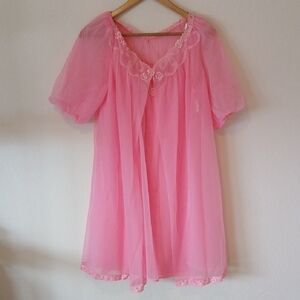 Vintage 50s Or 60s Bubblegum Pink Chiffon Gotham Lingerie Set